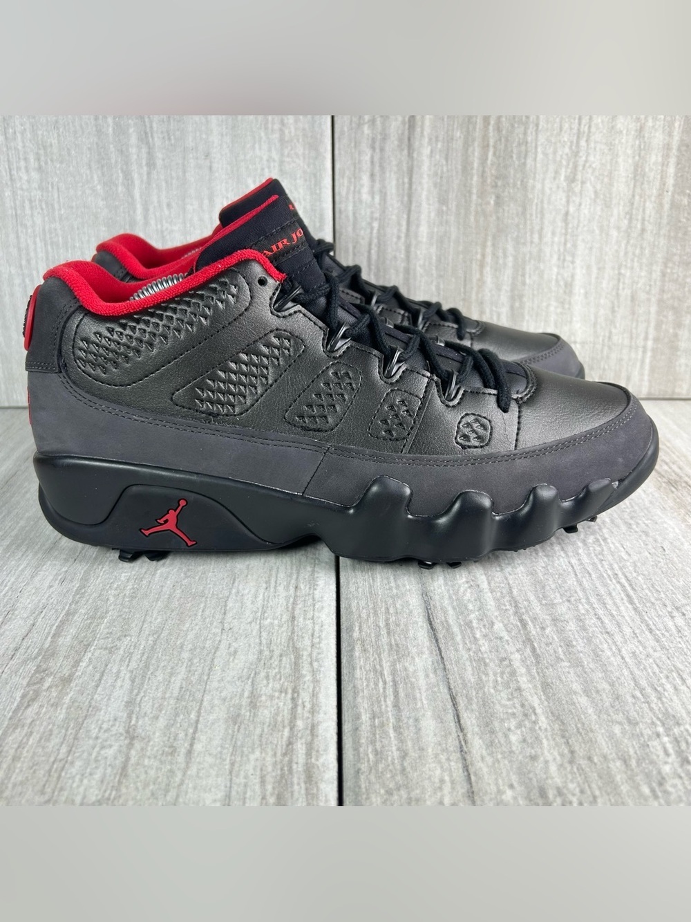 NEW Air Jordan 9 Retro Low Charcoal Golf Cleats Sneaker fj5934-002 Mens Size 9.5